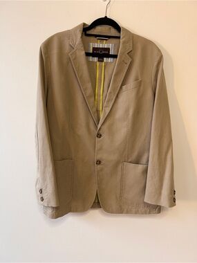 Black Brown Men’s Size X-Large Cotton Linen Blazer 2-Button Khaki Elbow Patch’s